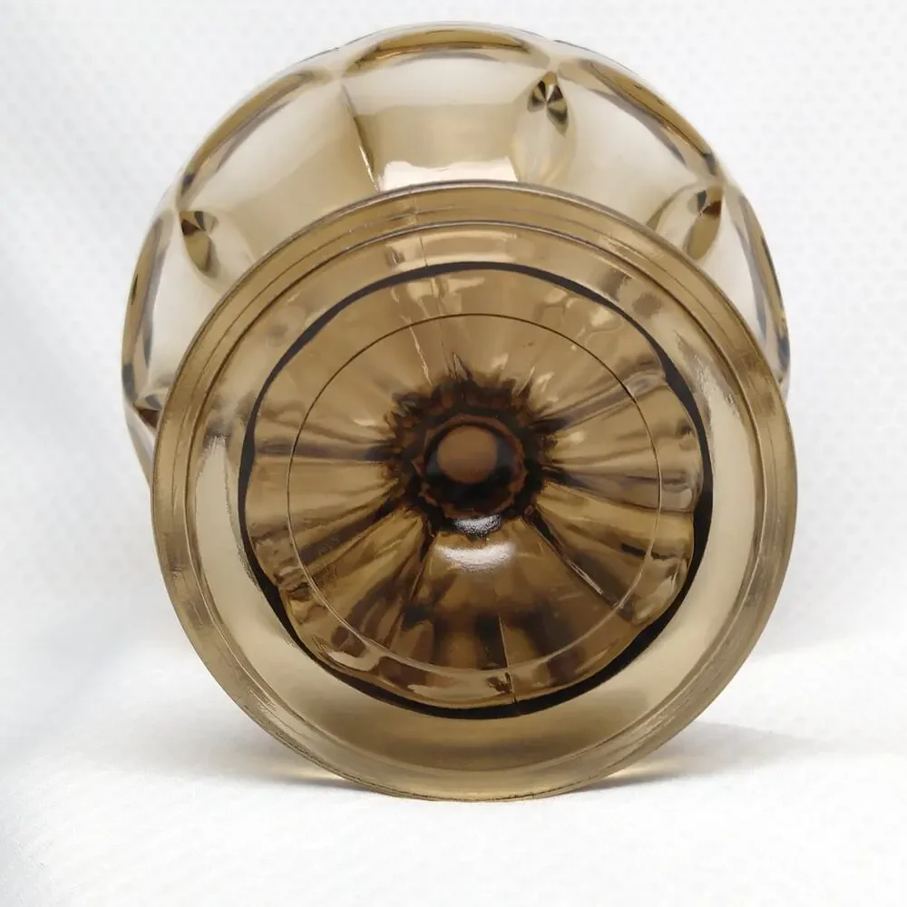Anchor Hocking Fairfield Smoky Brown Glass Dessert Bowls Pedestal Set of 4 1970s